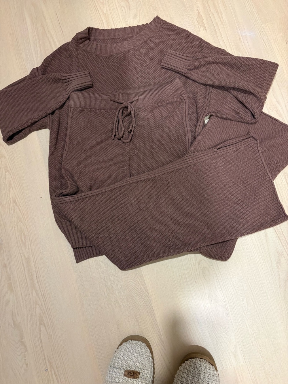 Brown knit tracksuit
